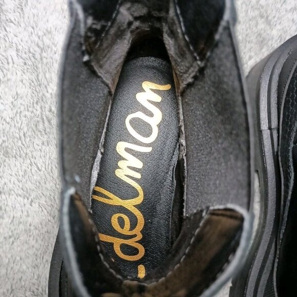 Sam Edelman Lulia Black Chunky Heel Rounded Toe Pull On Sz 5 Chelsea Ankle Boots - Picture 14 of 16